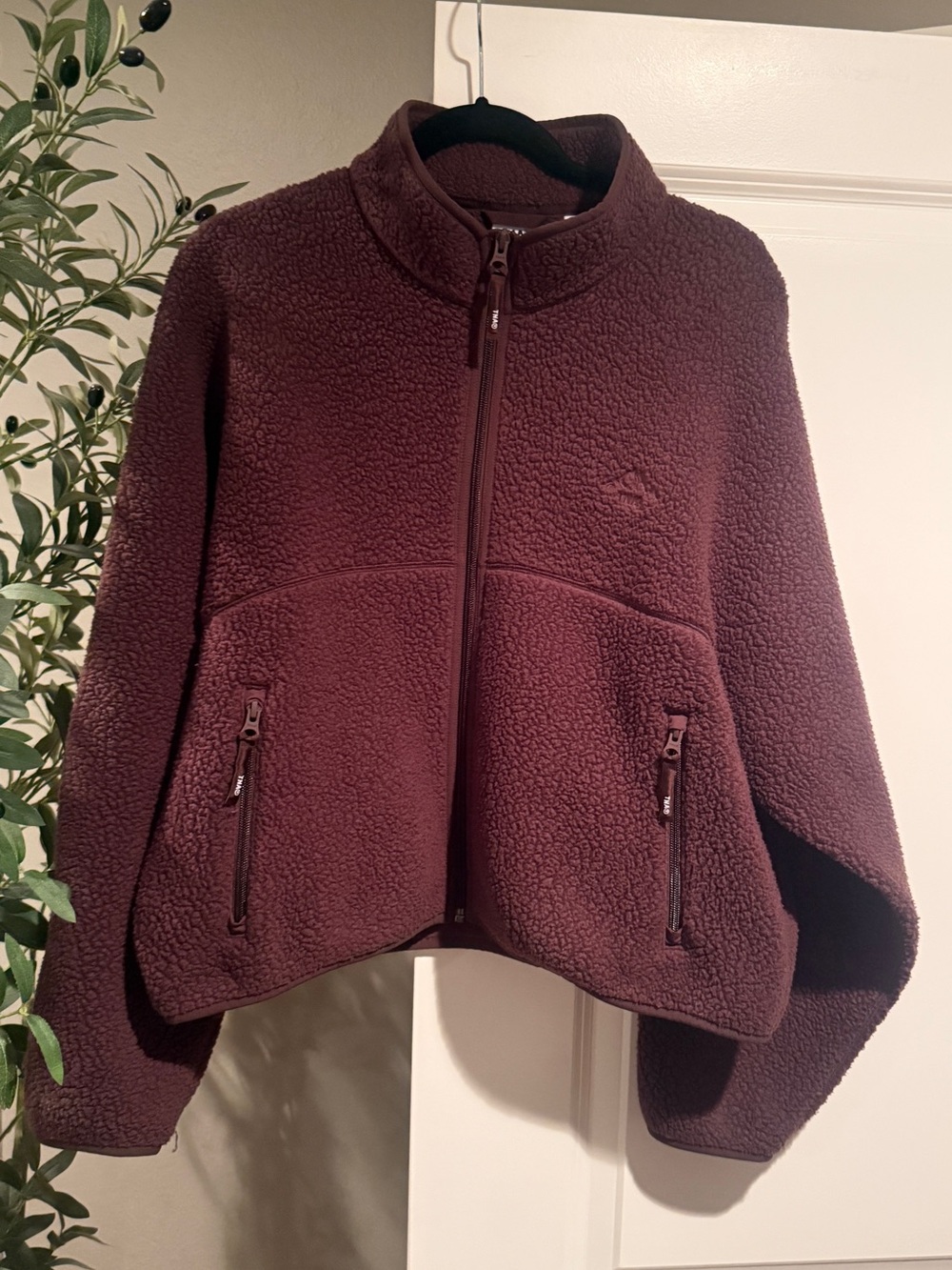 Aritzia Teddy Jacket in Deep Burgundy